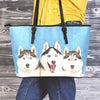 Huskies Small Leather Tote Bag