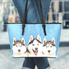 Huskies Small Leather Tote Bag